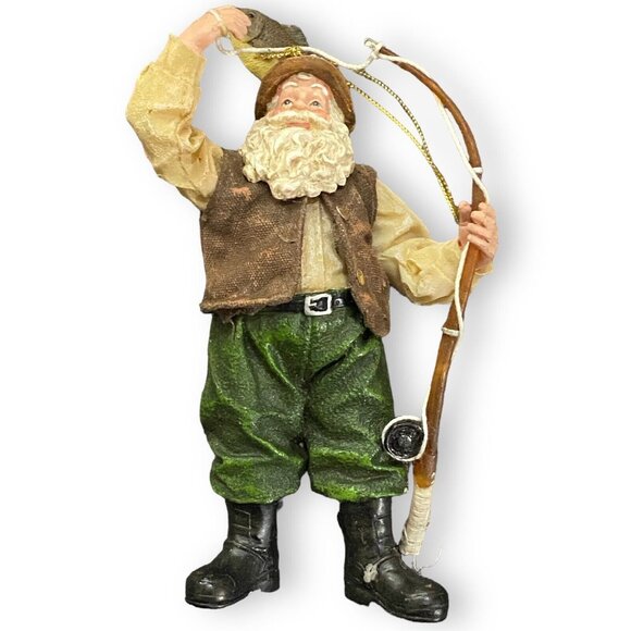 Kurt Adler KSA Santa Fishing Ornament Fisherman Christmas Decor 6" Figurine - Picture 2 of 5